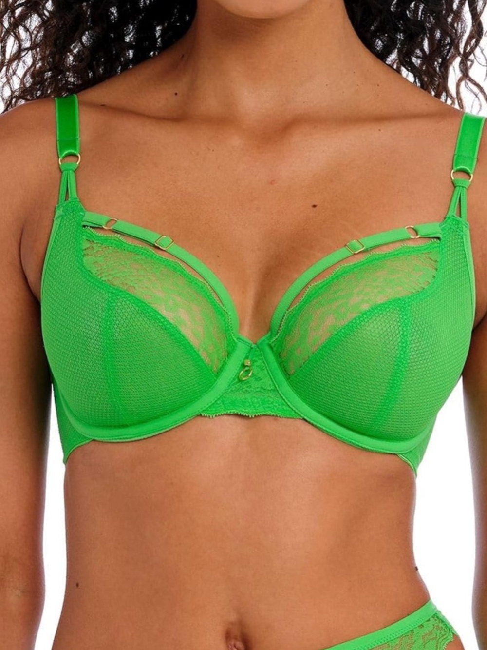NWT Freya Women's Temptress Underwire Plunge Bra 30D Poison Green